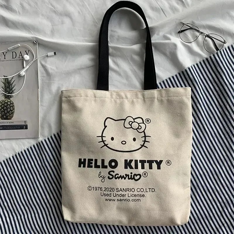 MINISO Disney - Bolso de lona para mujer, diseño de Hello Kitty, ideal para ir de compras, de viaje y de diseño de lujo