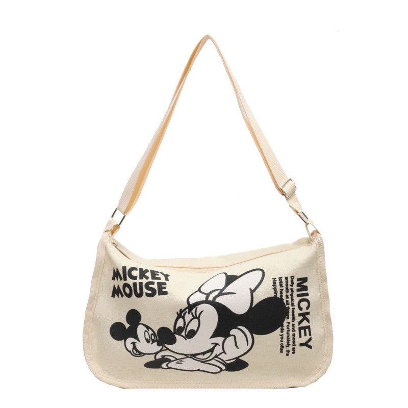 Bolso de lona MINISO con estampado de Snoopy, de gran capacidad, con un solo hombro, tipo bola de masa, bandolera para mujer