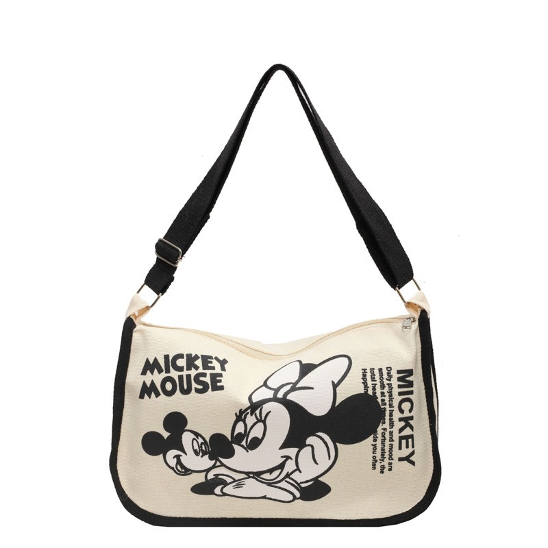 Bolso de lona MINISO con estampado de Snoopy, de gran capacidad, con un solo hombro, tipo bola de masa, bandolera para mujer