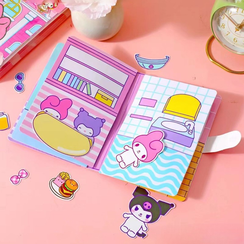 MINISO Sanrio Girl Quiet Book Kuromi, Cinnamoroll, My Melody y Pochacco Material de bricolaje Juguetes infantiles para el desarrollo y la capacidad práctica
