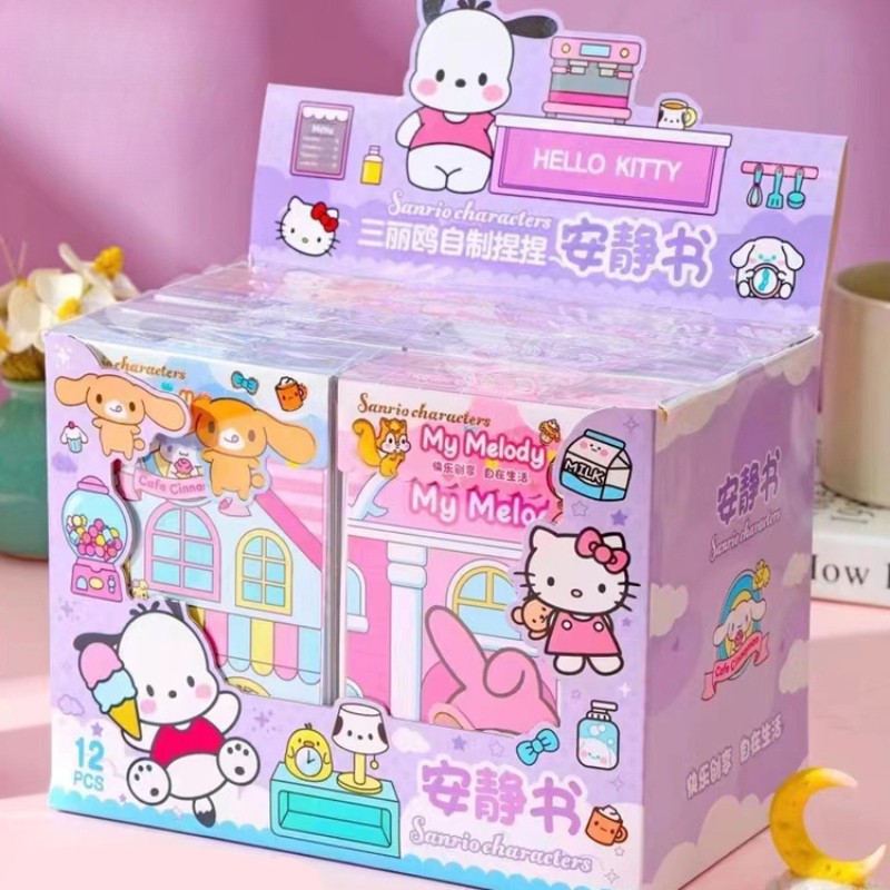 MINISO Sanrio Girl Quiet Book Kuromi, Cinnamoroll, My Melody y Pochacco Material de bricolaje Juguetes infantiles para el desarrollo y la capacidad práctica