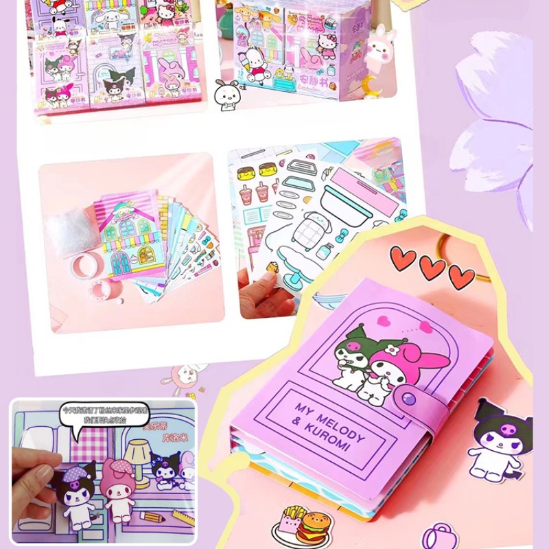 MINISO Sanrio Girl Quiet Book Kuromi, Cinnamoroll, My Melody y Pochacco Material de bricolaje Juguetes infantiles para el desarrollo y la capacidad práctica