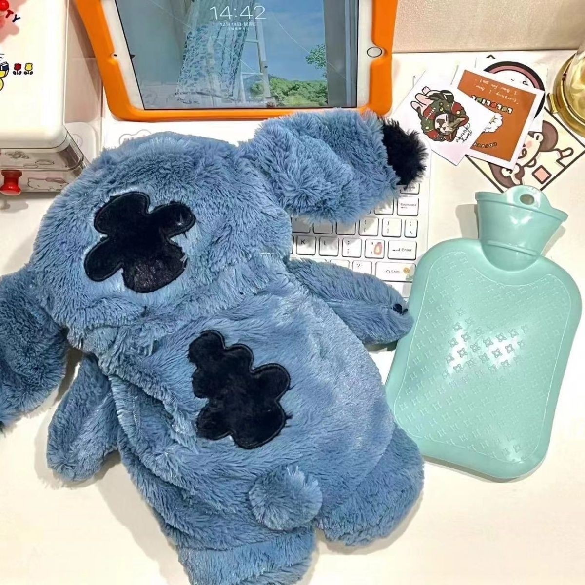Bolsa de agua caliente MINISO Stitch de 30 cm, muñeco de peluche extragrande, calentador de manos, bonito regalo de Disney para niñas, regalos navideños