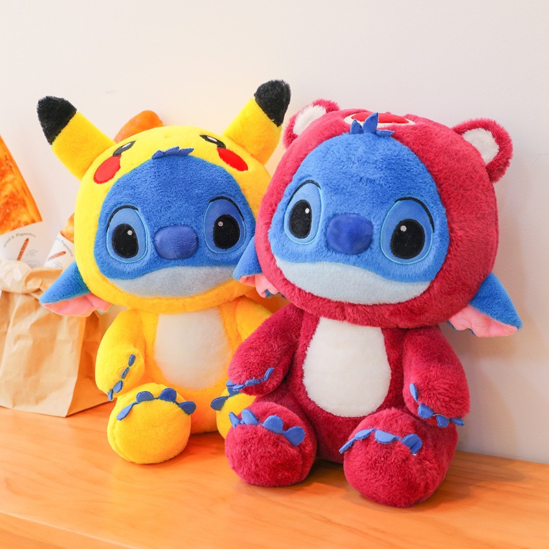 Muñeco de peluche gigante de Pikachu Stitch, suave almohada de peluche, peluche de oso de fresa, regalo perfecto para todas las edades.