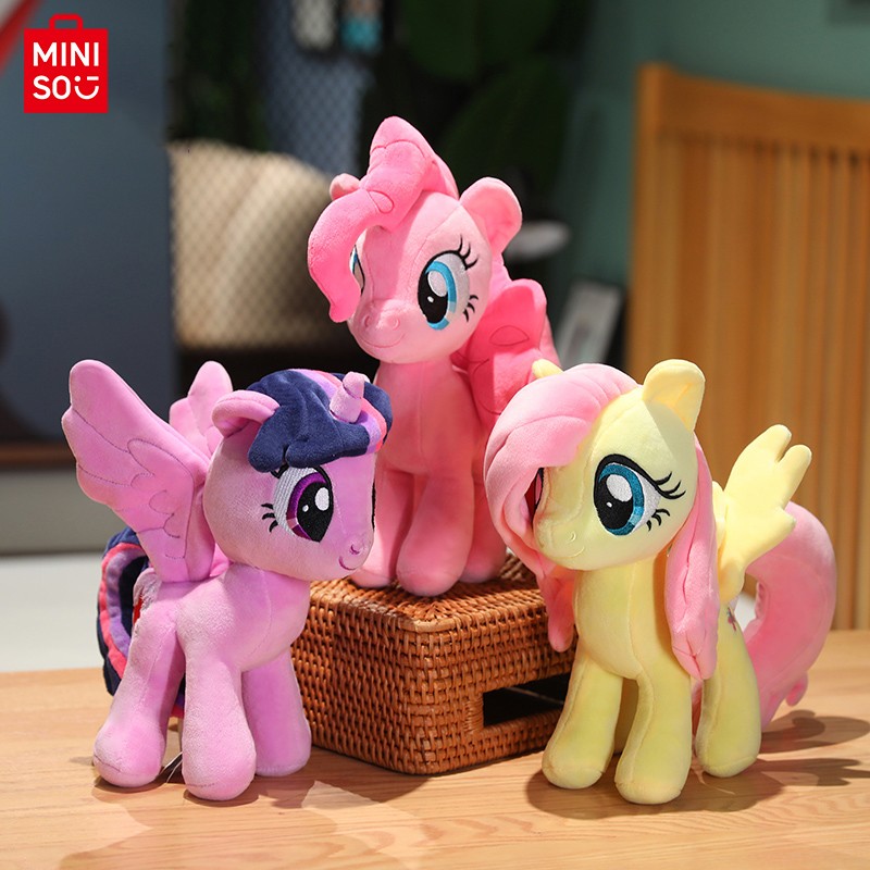 MINISO My Little Pony Anime Peluche Muñeca Juguetes Prototipo Dibujos Animados Pinkie Pie y Fluttershy Muñeca Suave Almohada, Regalo Perfecto para Niños