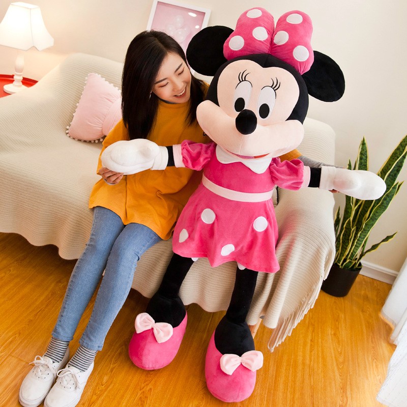 Peluche de Mickey Mouse de Disney de 35 cm, diseño kawaii de Mickey y Minnie, ideal como regalo de cumpleaños o como decoración para niños.