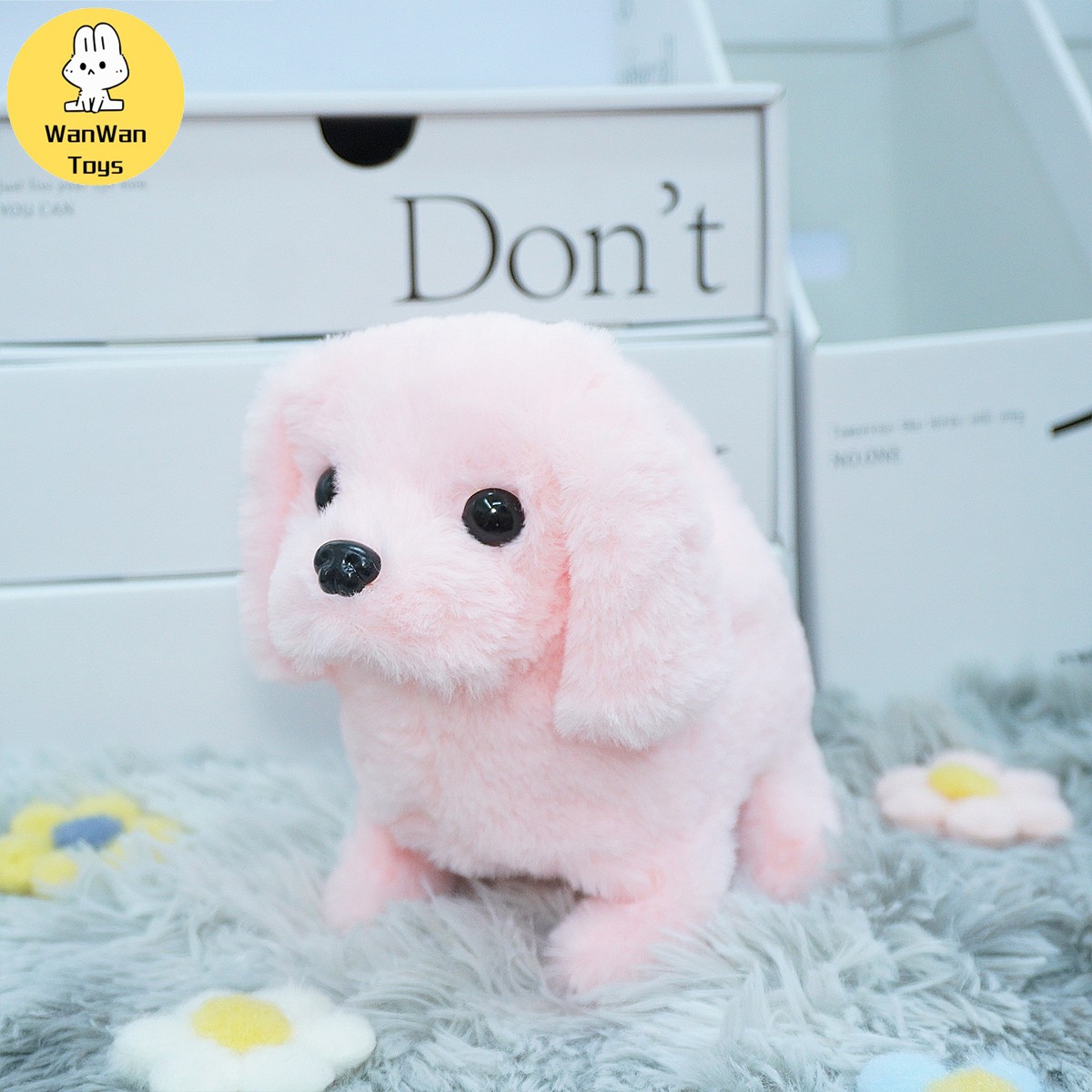 Lindo juguete eléctrico para mascotas de color sólido para perros grandes: compañero que corre, ladra y asiente para niños.