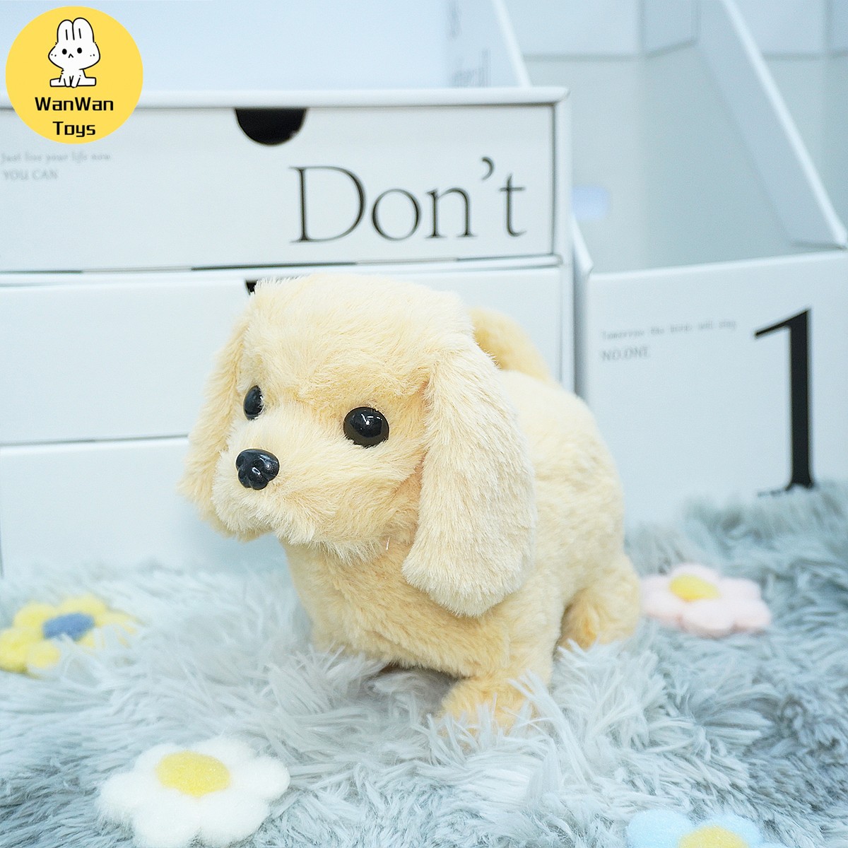 Lindo juguete eléctrico para mascotas de color sólido para perros grandes: compañero que corre, ladra y asiente para niños.