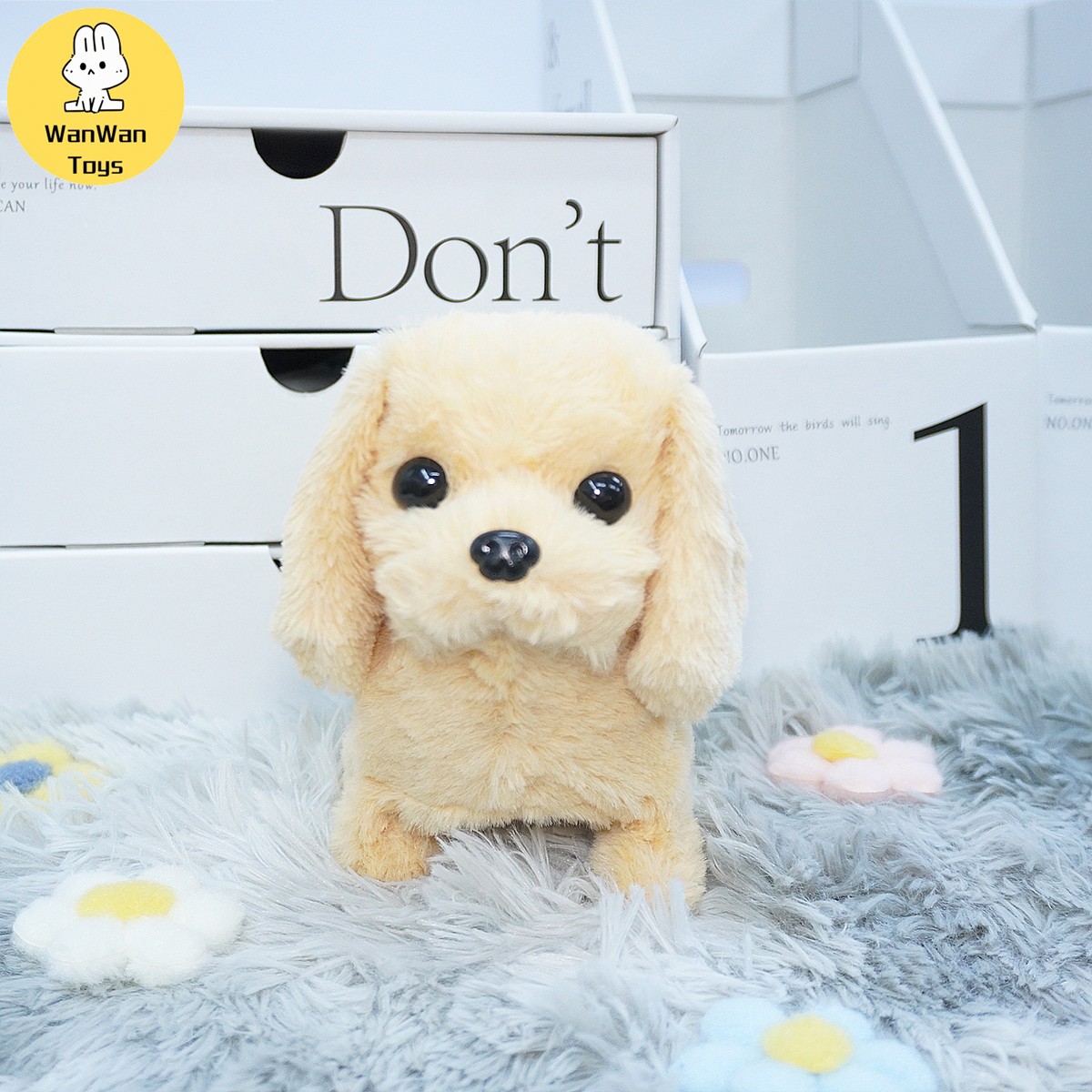 Lindo juguete eléctrico para mascotas de color sólido para perros grandes: compañero que corre, ladra y asiente para niños.