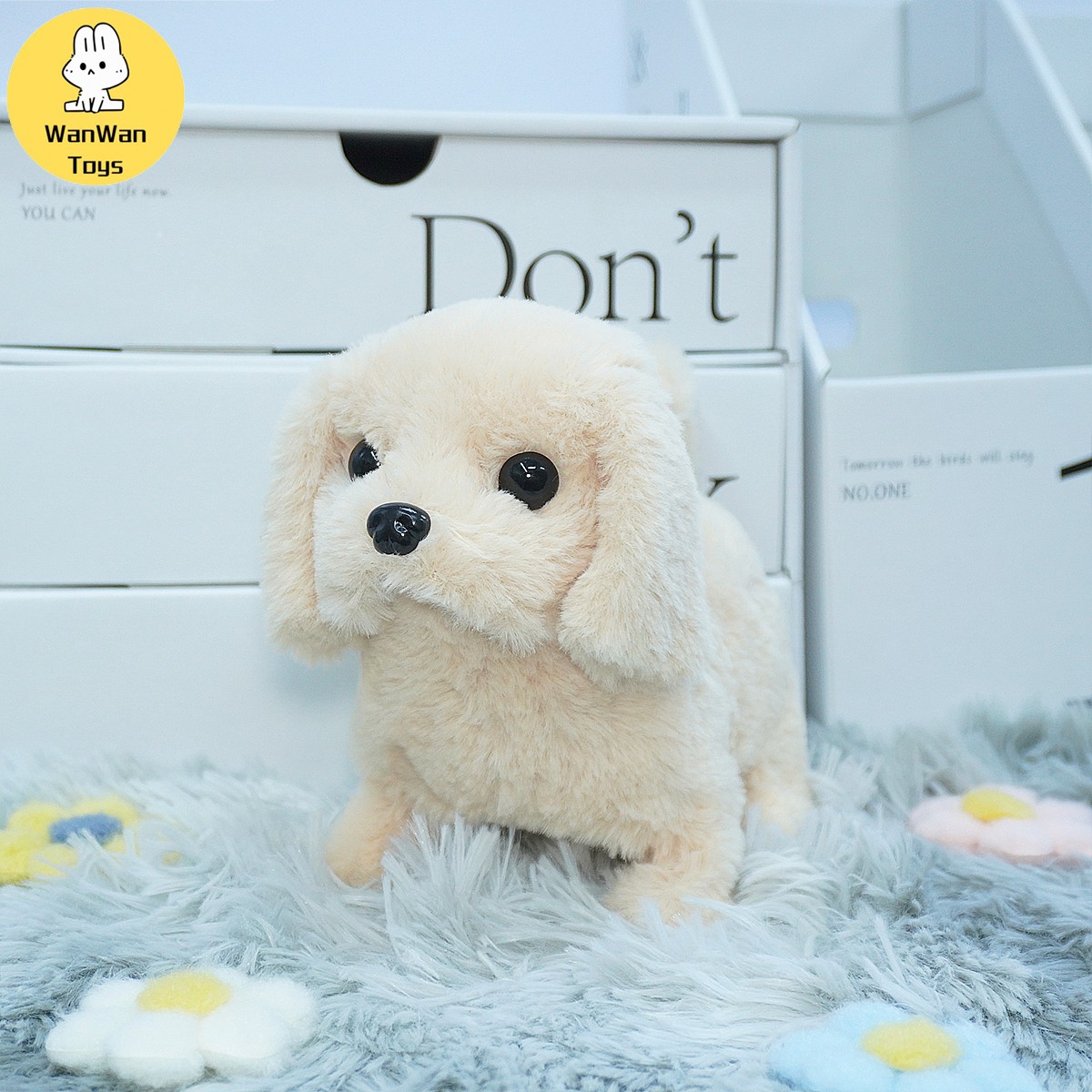 Lindo juguete eléctrico para mascotas de color sólido para perros grandes: compañero que corre, ladra y asiente para niños.