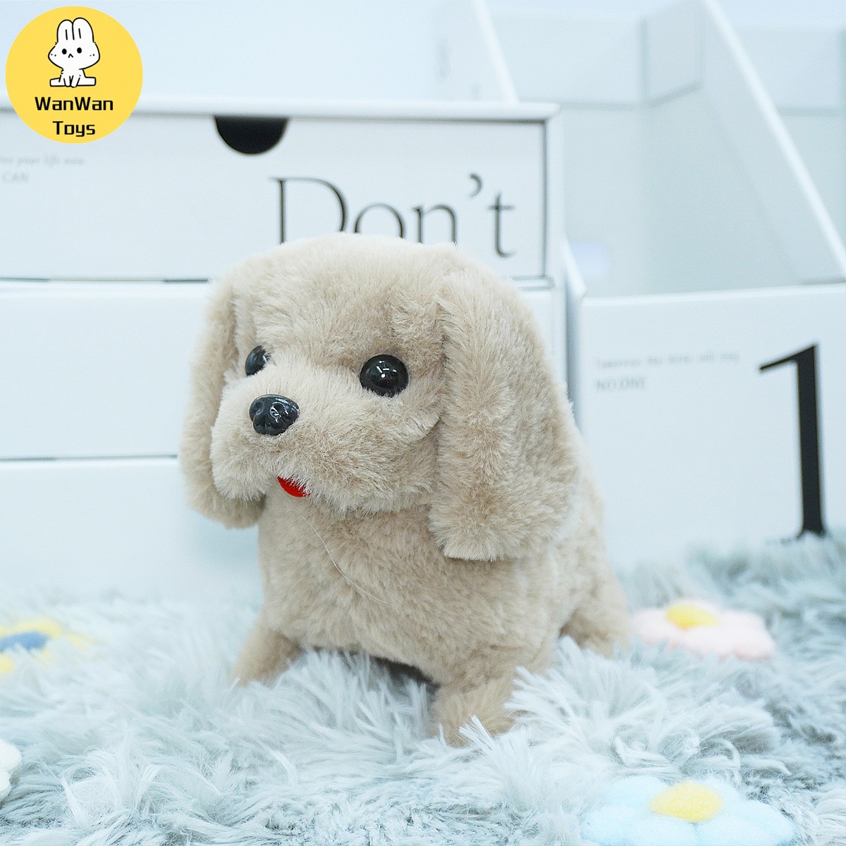 Lindo juguete eléctrico para mascotas de color sólido para perros grandes: compañero que corre, ladra y asiente para niños.