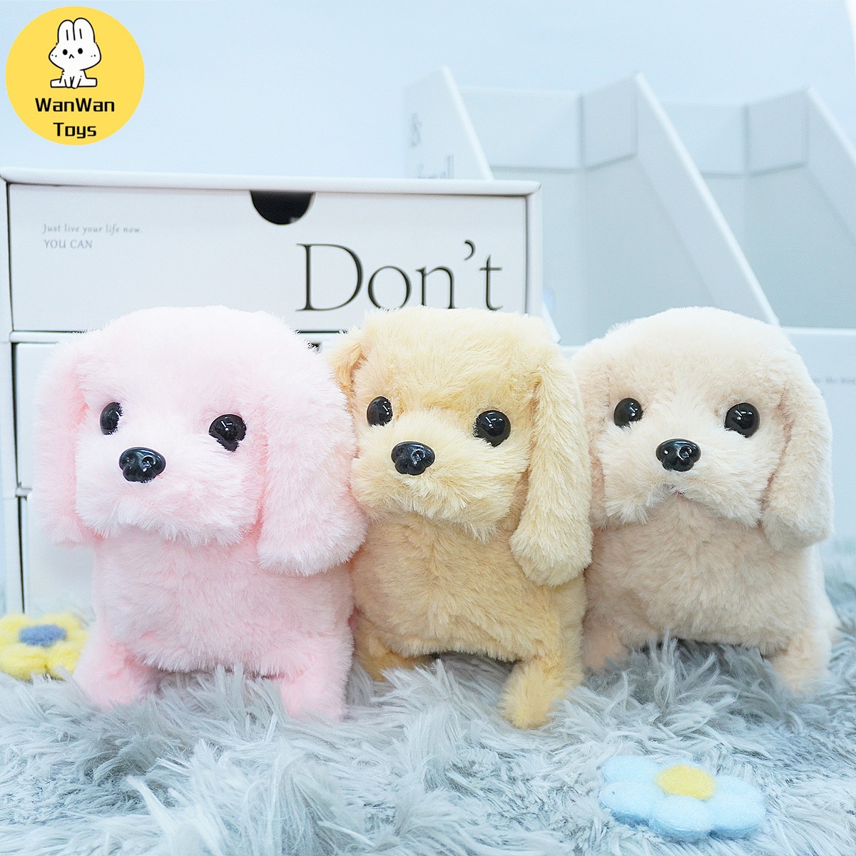 Lindo juguete eléctrico para mascotas de color sólido para perros grandes: compañero que corre, ladra y asiente para niños.