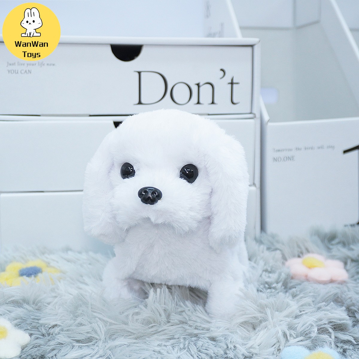 Lindo juguete eléctrico para mascotas de color sólido para perros grandes: compañero que corre, ladra y asiente para niños.