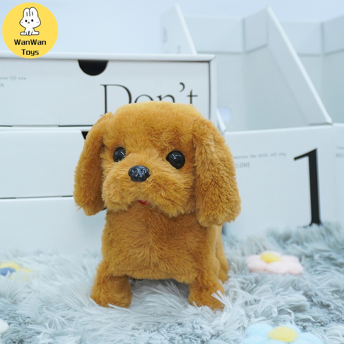 Lindo juguete eléctrico para mascotas de color sólido para perros grandes: compañero que corre, ladra y asiente para niños.