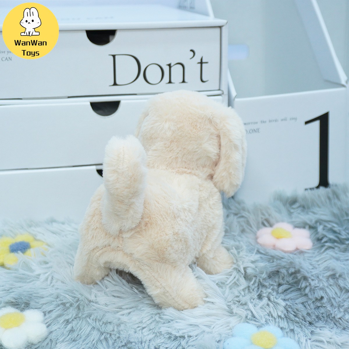 Lindo juguete eléctrico para mascotas de color sólido para perros grandes: compañero que corre, ladra y asiente para niños.