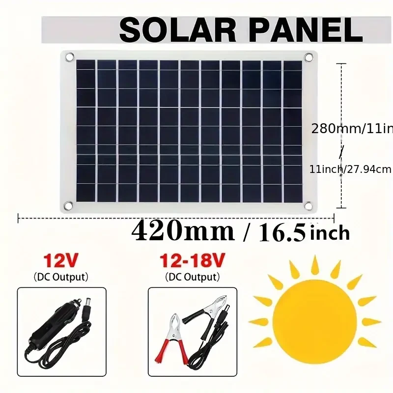 Generador de panel solar portátil de alta densidad de 50 W, USB, alta tasa de conversión, cargador de batería DIY para viajes al aire libre, camping, pesca, caza, carga de teléfono móvil, luz solar en casa.