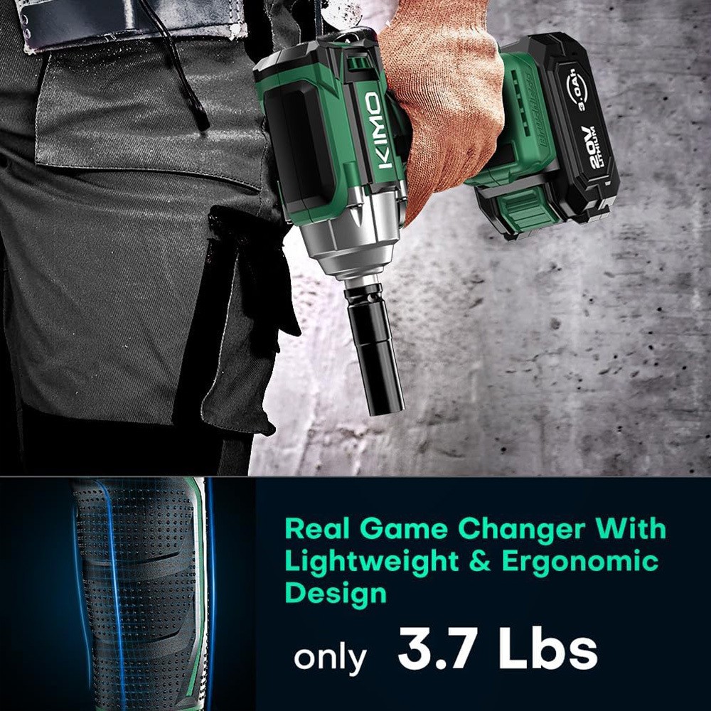 Llave de impacto inalámbrica de 1/2", tope de freno premium, 3000 RPM y torque máximo de 350 ft-lbs (475 Nm), 7 dados y barra de extensión de 3 pulgadas, pistola de impacto de 1/2"