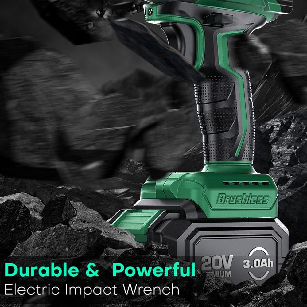 Llave de impacto inalámbrica de 1/2", tope de freno premium, 3000 RPM y torque máximo de 350 ft-lbs (475 Nm), 7 dados y barra de extensión de 3 pulgadas, pistola de impacto de 1/2"
