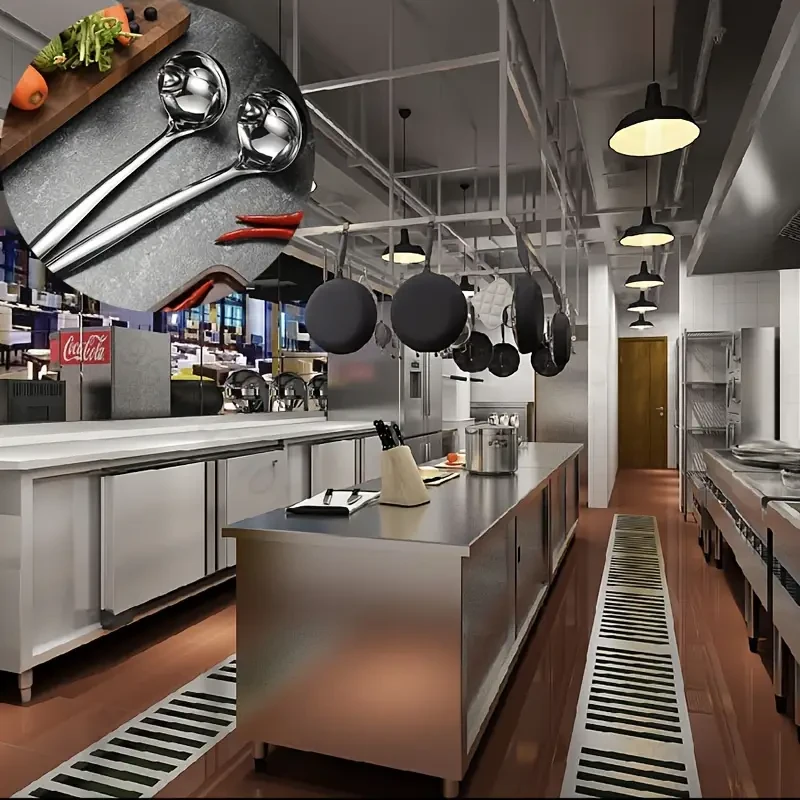 Cuchara separadora de aceite de acero inoxidable 304: cuchara filtrante de mango largo y grueso para ollas calientes, sopas y trampas de grasa.