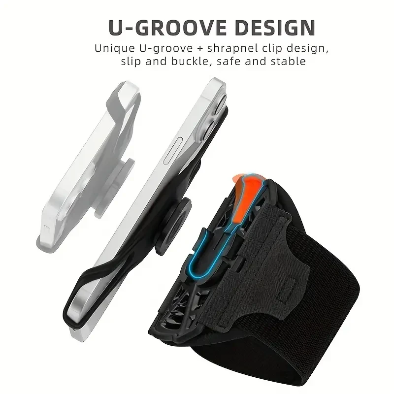 Pulsera para teléfono móvil extraíble y giratoria de 360 grados, adecuada para correr al aire libre, ciclismo, pesca y actividades de fitness. Fácil de llevar y manos libres.