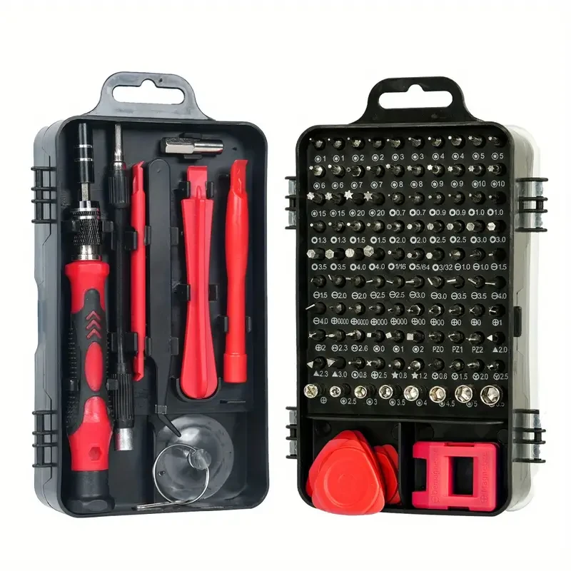 Juego de destornilladores de precisión 115 en 1 de acero al cromo-vanadio: herramientas multiusos para reparación de dispositivos electrónicos, celulares, computadoras portátiles y cámaras.