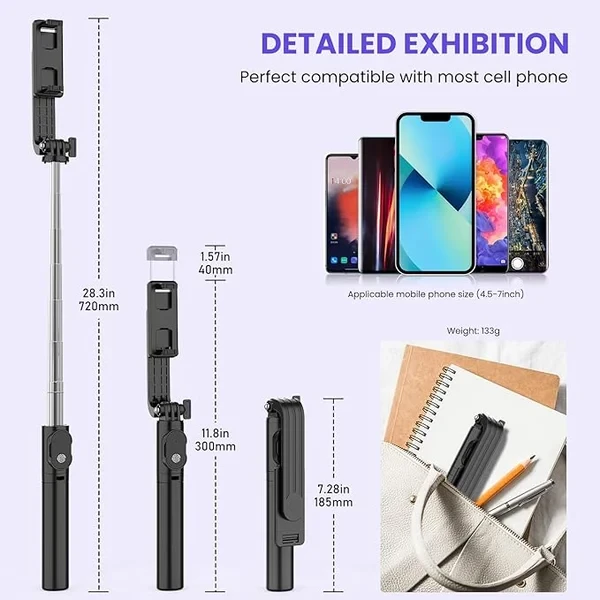 Palo selfie inalámbrico Bluetooth 6 en 1