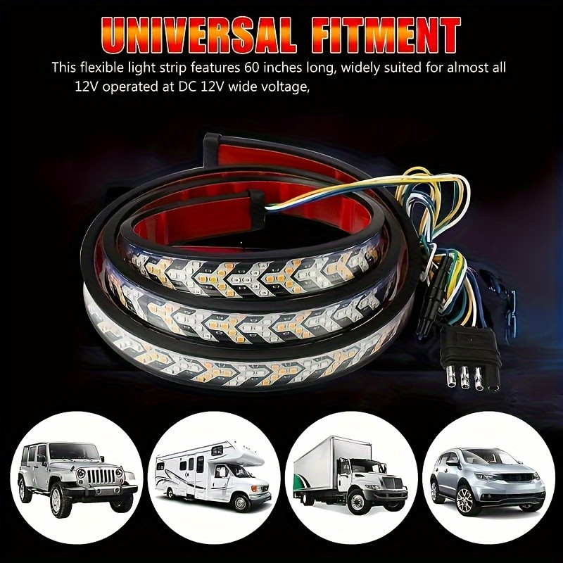 Barra de luces LED para coche Arrow de 60 pulgadas, 12 V, secuencial, ámbar, flexible, resistente al agua