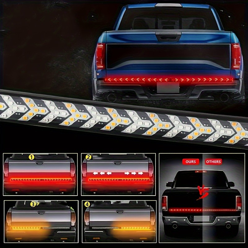 Barra de luces LED para coche Arrow de 60 pulgadas, 12 V, secuencial, ámbar, flexible, resistente al agua