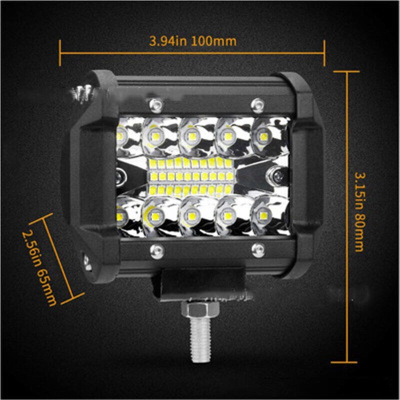 Barra de luces LED de 22" con triple fila de 288 W, haz combinado, luces todoterreno + 2 luces LED de 4" y 60 W con cableado para camiones, ATV, UTV, Jeep, barcos y camionetas.