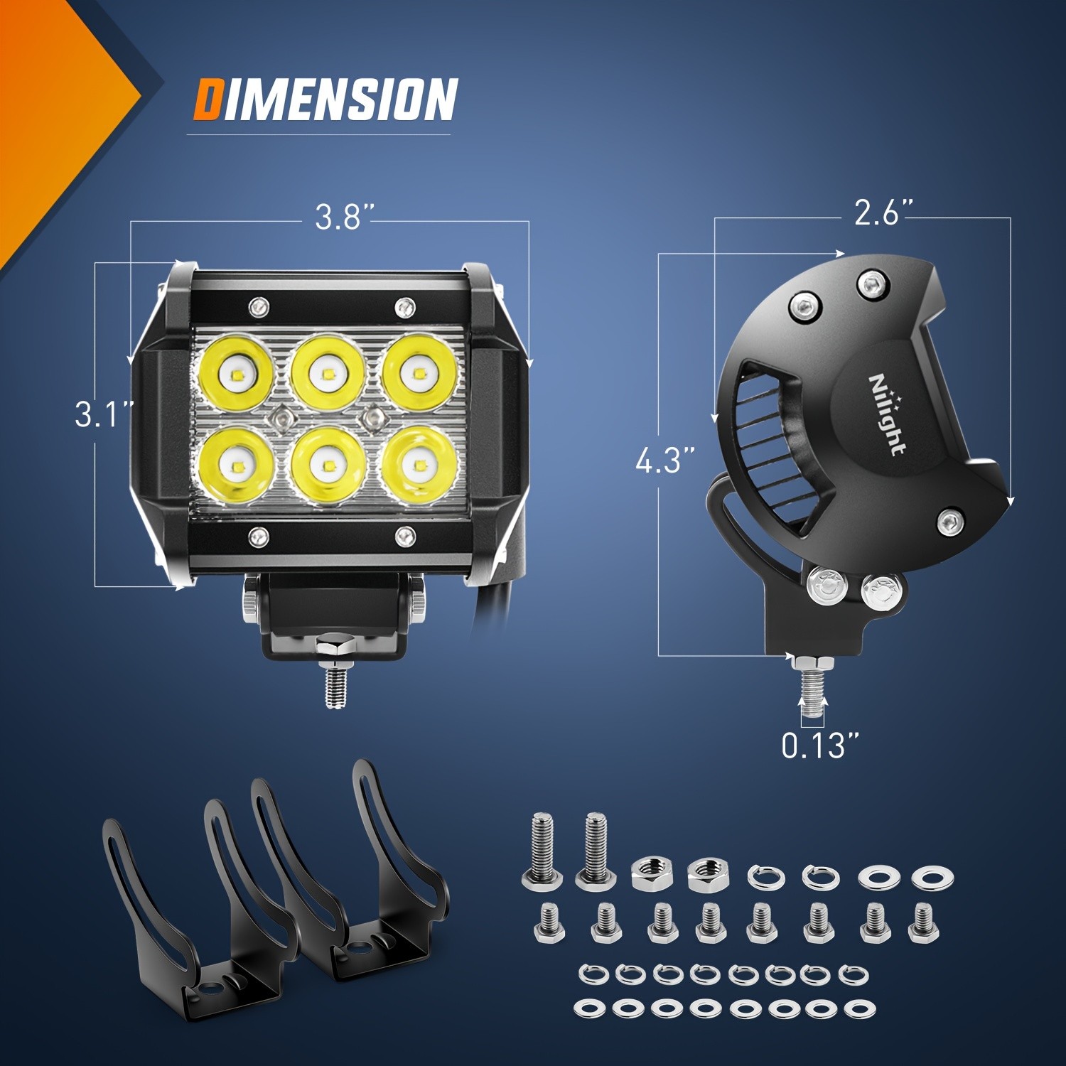 Barra de luz LED de alta intensidad Nilight TZ-109 de 18 W (2 unidades)