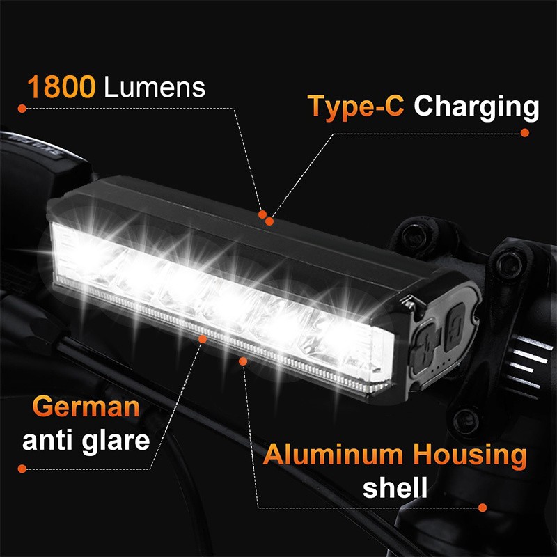 Luz LED para bicicleta superbrillante, 4 modos de iluminación, recargable por USB, resistente al agua, luz de circulación diurna, ideal para ciclismo todoterreno.
