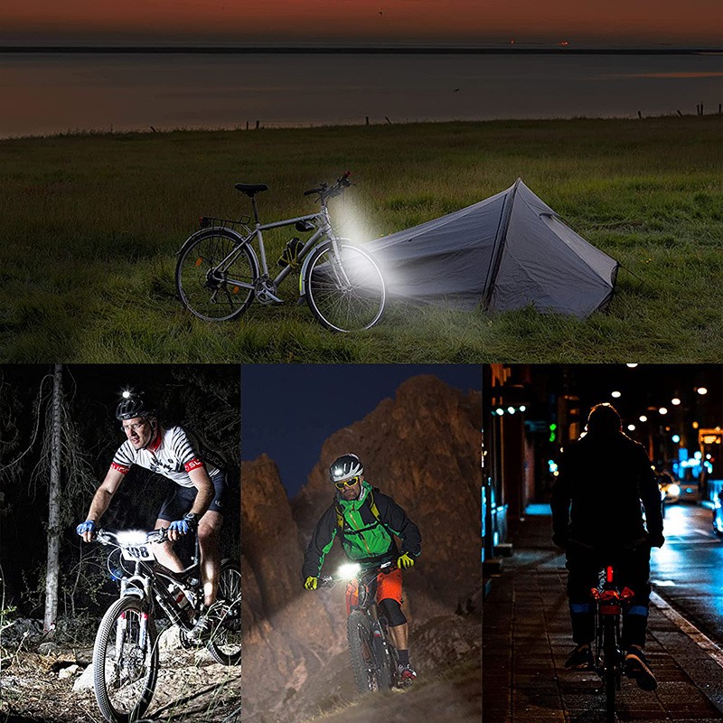 Luz LED para bicicleta superbrillante, 4 modos de iluminación, recargable por USB, resistente al agua, luz de circulación diurna, ideal para ciclismo todoterreno.