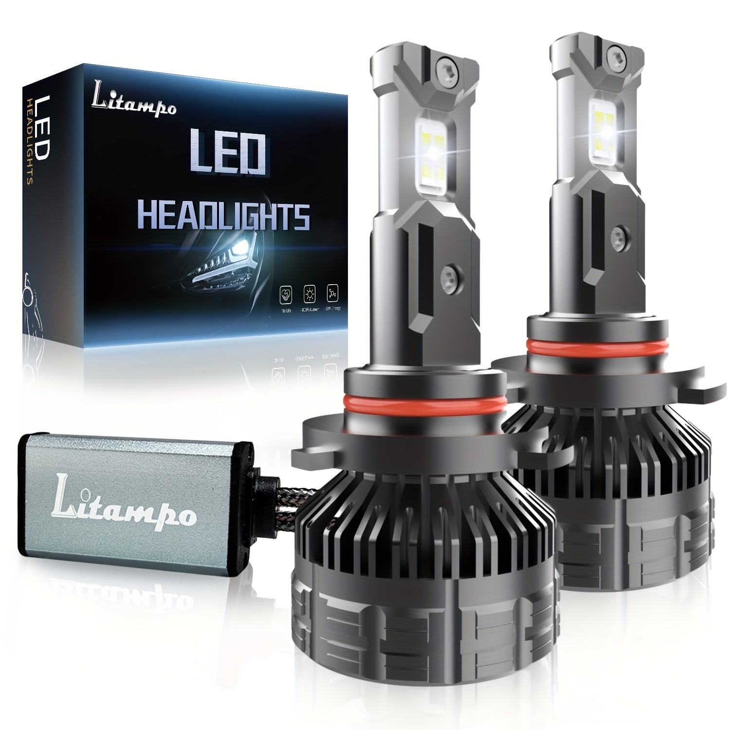 Bombilla LED para faros delanteros LITAMPO H4 H7 H11 9005 9006, 120 W, 50 000 LM, 6500 K, repuesto para coche, bombilla mejorada, sin errores CAN-Bus, luz alta y baja, 800 % más brillante.
