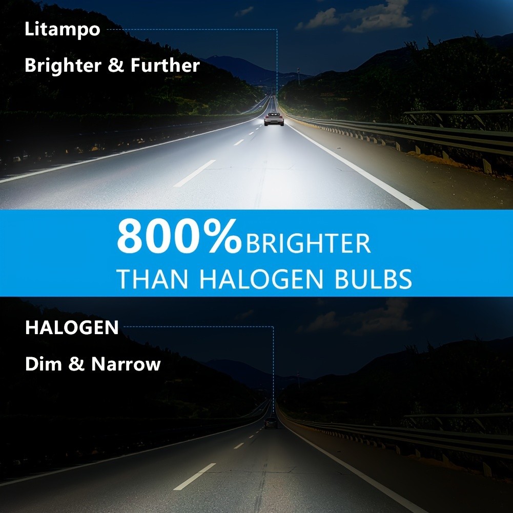Bombilla LED para faros delanteros LITAMPO H4 H7 H11 9005 9006, 120 W, 50 000 LM, 6500 K, repuesto para coche, bombilla mejorada, sin errores CAN-Bus, luz alta y baja, 800 % más brillante.