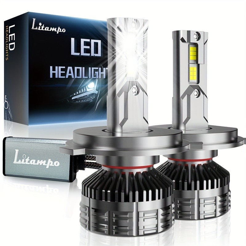 Bombilla LED para faros delanteros LITAMPO H4 H7 H11 9005 9006, 120 W, 50 000 LM, 6500 K, repuesto para coche, bombilla mejorada, sin errores CAN-Bus, luz alta y baja, 800 % más brillante.