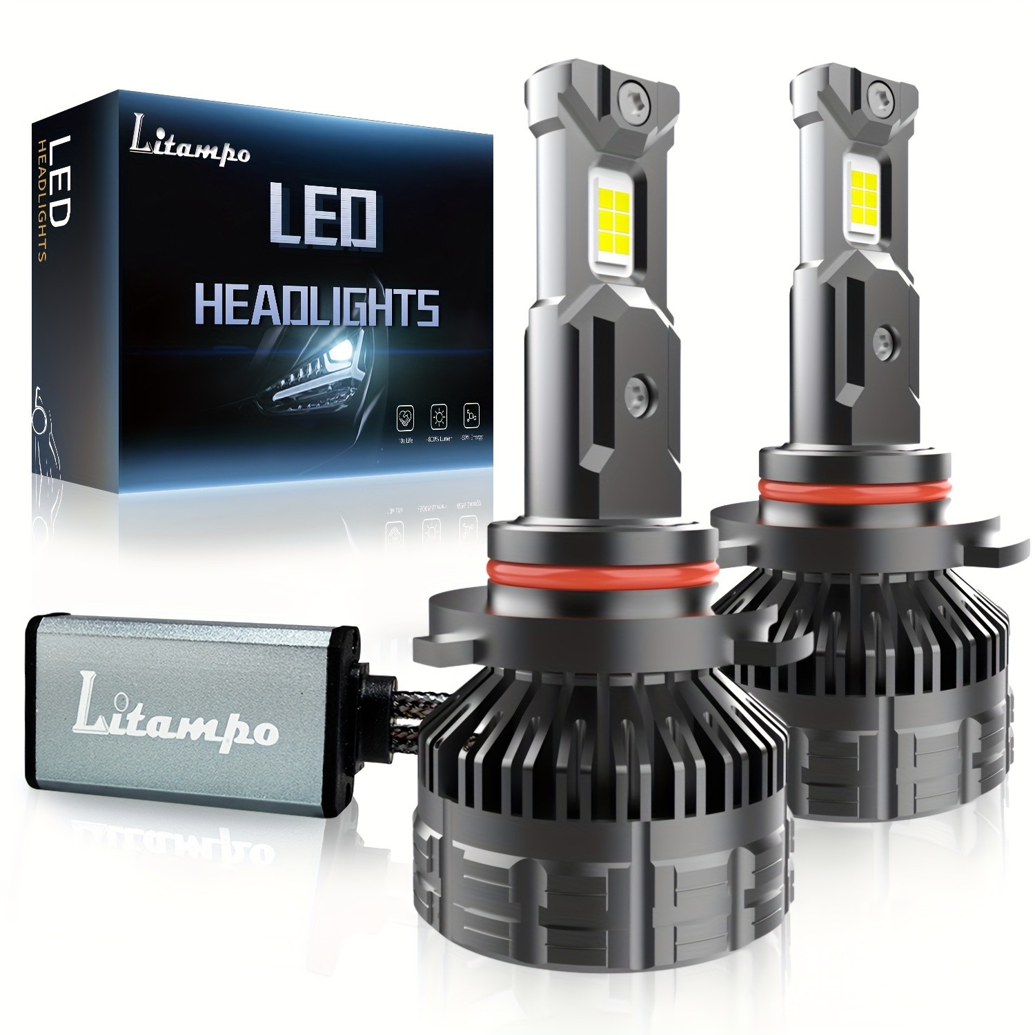 Bombilla LED para faros delanteros LITAMPO H4 H7 H11 9005 9006, 120 W, 50 000 LM, 6500 K, repuesto para coche, bombilla mejorada, sin errores CAN-Bus, luz alta y baja, 800 % más brillante.