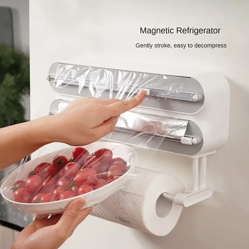 Cortador de película de plástico multifuncional con soporte para papel