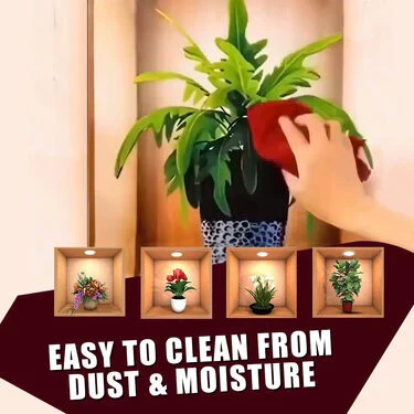 Adhesivo de pared con diseño de plantas 3D (juego de 4)