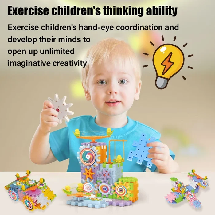 Juguete educativo de bloques de engranajes eléctricos STEM