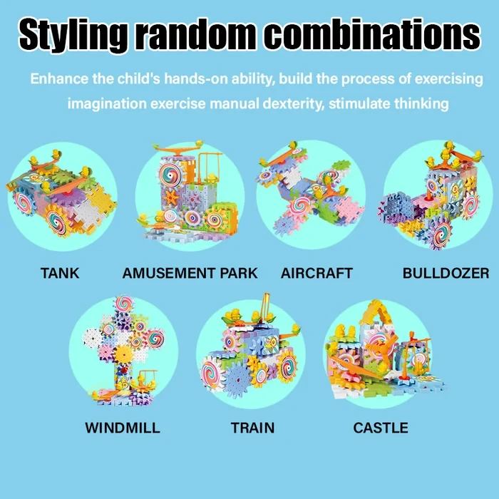 Juguete educativo de bloques de engranajes eléctricos STEM