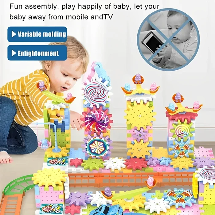 Juguete educativo de bloques de engranajes eléctricos STEM