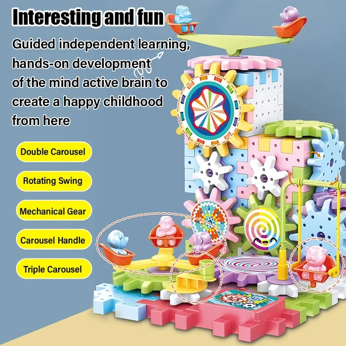 Juguete educativo de bloques de engranajes eléctricos STEM