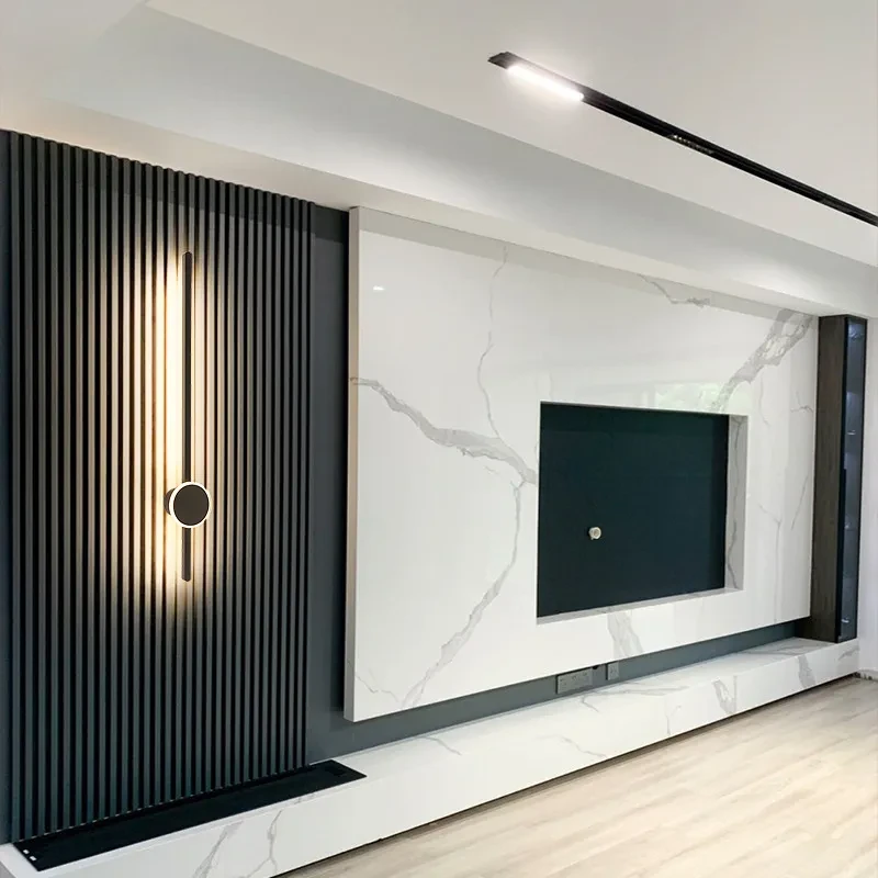 Lámpara de pared de tira para mesita de noche con poste sin rejilla