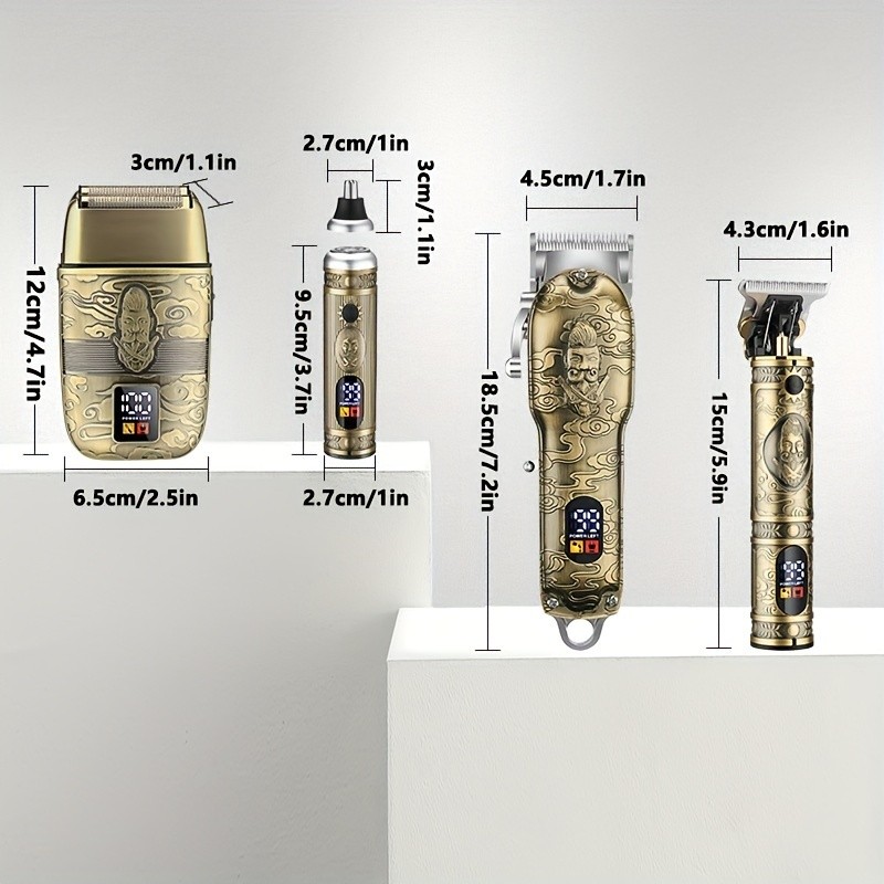 Cortapelos para hombre, recortador de cuchillas en T, recortador de vello nasal, set de afeitado, cortapelos profesional para hombre, cortapelos, afeitadora eléctrica para hombre, pantalla LCD (bronce)
