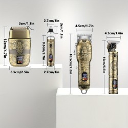 Cortapelos para hombre, recortador de cuchillas en T, recortador de vello nasal, set de afeitado, cortapelos profesional para hombre, cortapelos, afeitadora eléctrica para hombre, pantalla LCD (bronce)