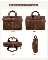 Bolso retro de piel de vacuno de gran capacidad para hombre, maletín de viaje para portátil de piel de Caballo Loco, bolso de mano para hombre