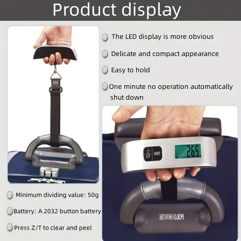 Báscula electrónica portátil para equipaje
