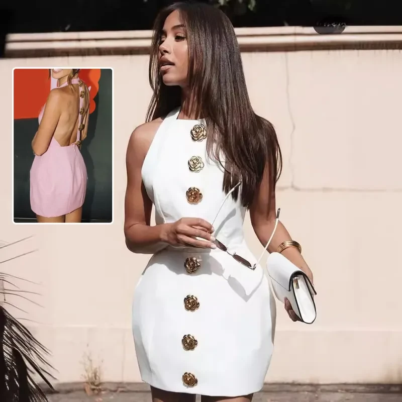 Vestido dulce sin mangas y sin espalda