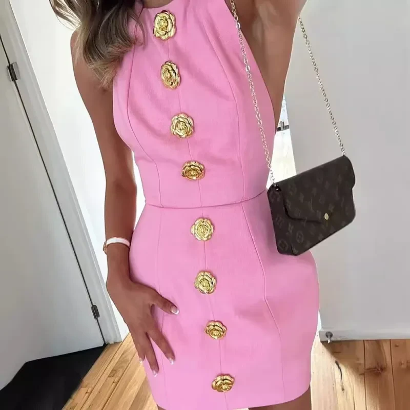 Vestido dulce sin mangas y sin espalda