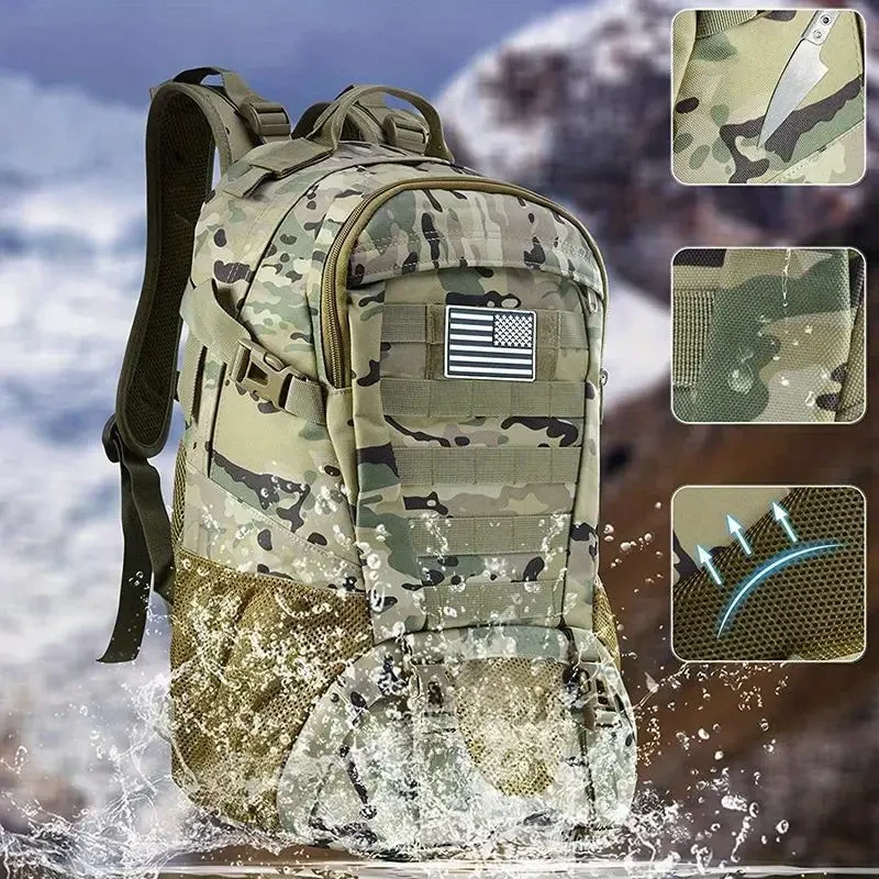Mochila de nailon para senderismo, viajes al aire libre, camping, caza, escalada, informal